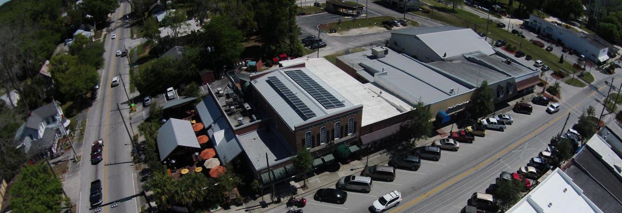 Solar array on building in downtown High Springs