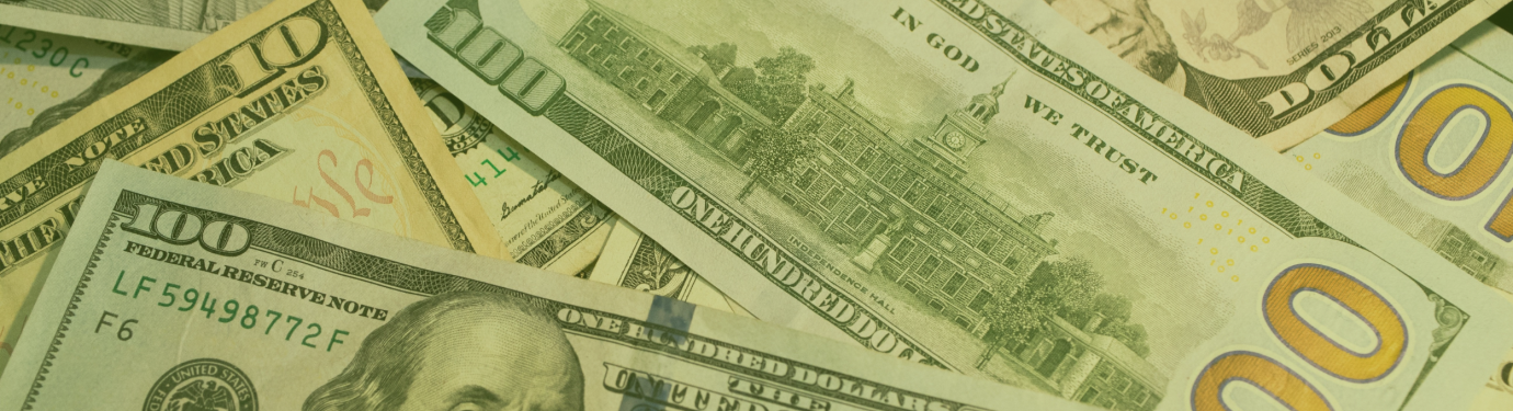 American dollar bills fanned out