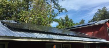 Black solar panels on a roof